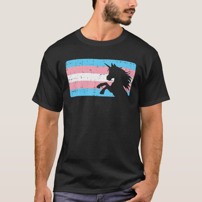 Trans Flag Unicorn Transgender Transexual Pride LG T-Shirt (Front)