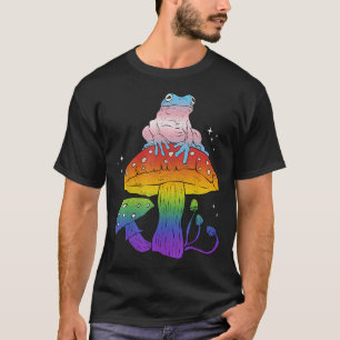 Trans Frog On Pride Mushroom Cottagecore Lgbt Flag T-Shirt