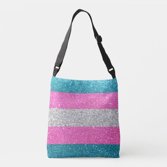 Trans Gay Pride Flag Glitter Stripes LGBTQ Love  Crossbody Bag (Back)