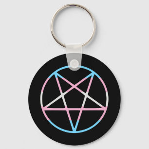 trans gay pride flag pentagram transgender key ring