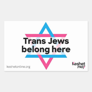 Trans Jews Belong Here sticker