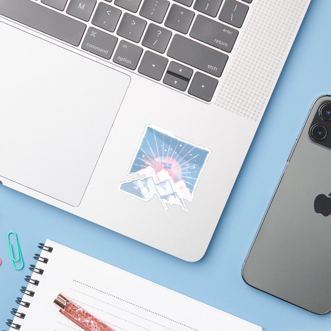 Trans Joy Rising – LGBTQ Mountain Camping Pride (Laptop w/ iPhone)