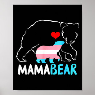 Trans mama bear proud mum rainbow transgender poster