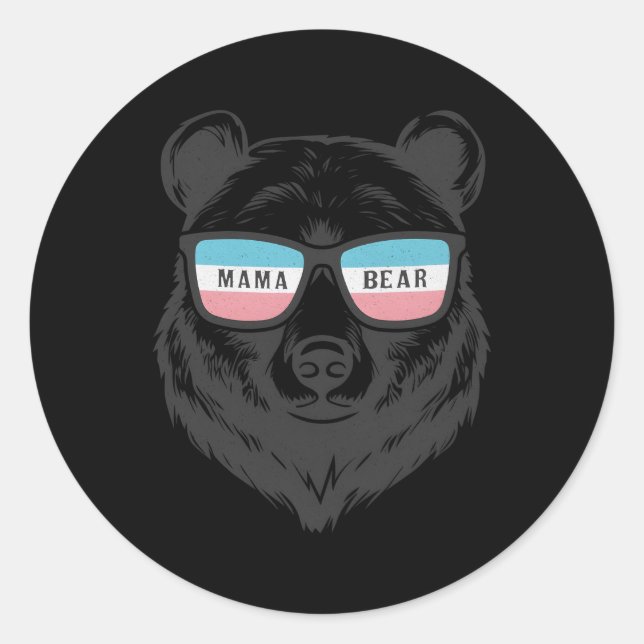 Trans Mama Bear Proud Transgender Ally Mum Transge Classic Round Sticker (Front)