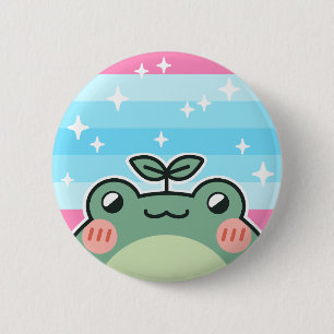 Trans Masculine LGBT Pride Flag Frog 6 Cm Round Badge