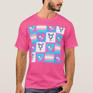 Trans Patern in Trans Pride Flag Colours LGBT Tran T-Shirt
