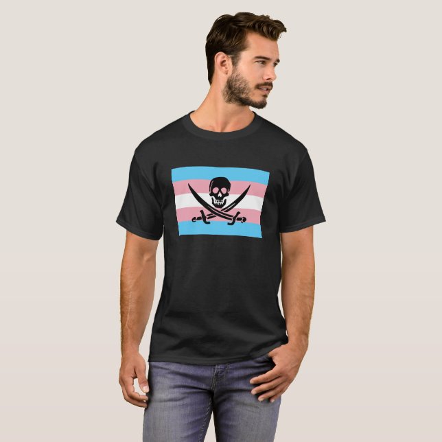 Trans Pirate Pride Dark T-Shirt (Front Full)