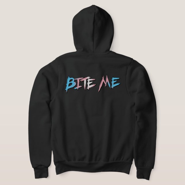 Trans Pride Bite Me Hoodie (Laydown Back)
