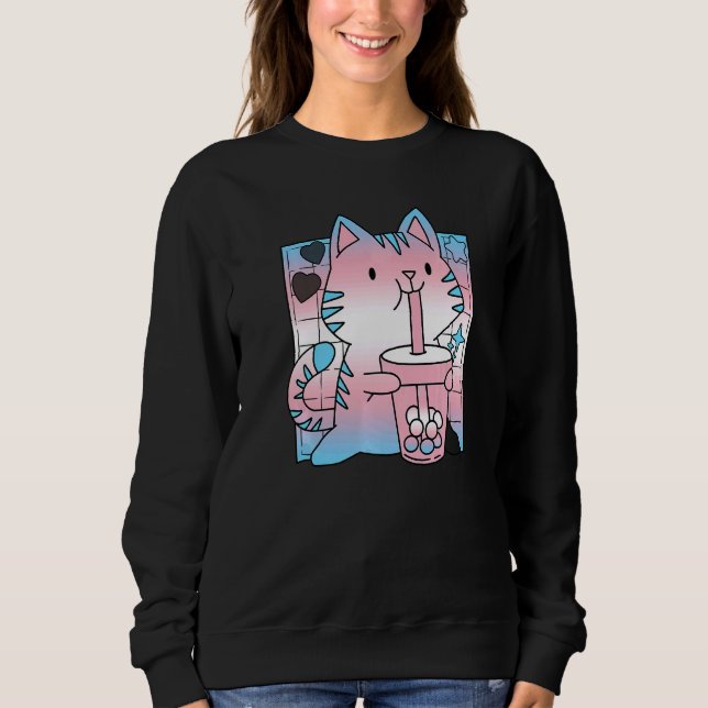 Trans Pride Cat  Cat Mum Lgbt Gay Lgbtq Pride Mont Sweatshirt (Front)
