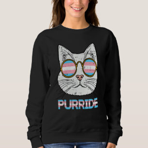 Trans Pride Cat Purride Transgender Flag Lgbt Men  Sweatshirt