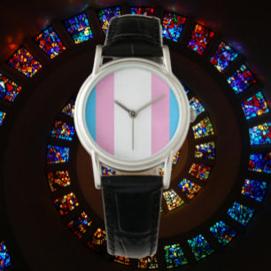 Trans Pride Classic: Black Leather Strap Watch