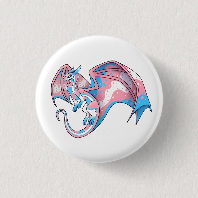 Trans Pride Dragon 3 Cm Round Badge (Front)