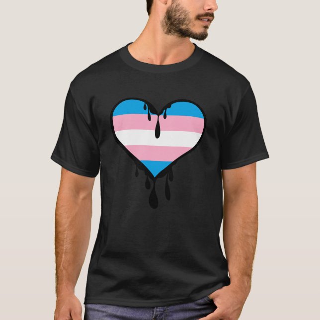 Trans Pride Dripping Heart T-Shirt (Front)