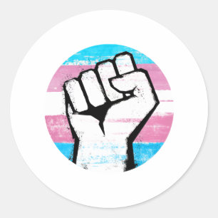 Trans Pride Fist Circle Print Classic Round Sticker