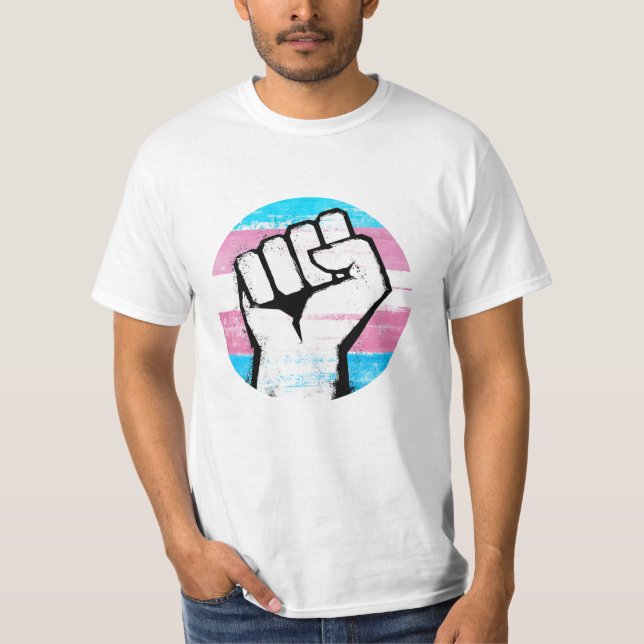 Trans Pride Fist Circle Print T-Shirt (Front)