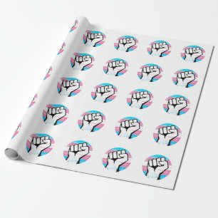 Trans Pride Fist Circle Print Wrapping Paper