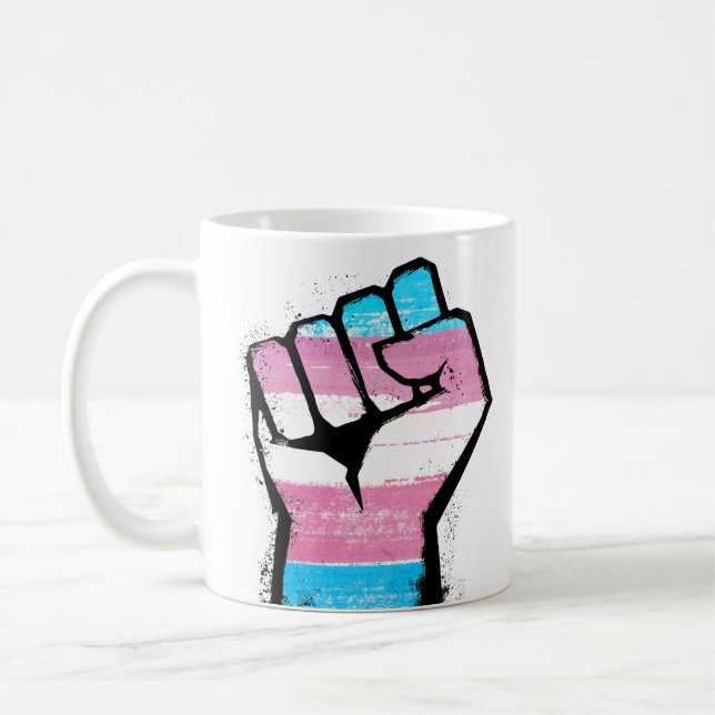 Trans Pride Fist Coffee Mug (Left)