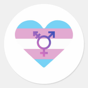 Trans Pride Flag Heart Classic Round Sticker