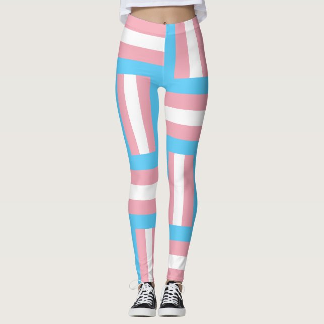 Trans Pride Flag Inspired Leggings (Front)