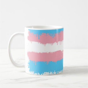 Trans pride flag running paint coffee mug
