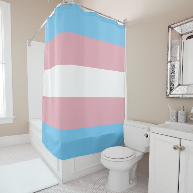 Trans Pride Flag Shower Curtain (In Situ)