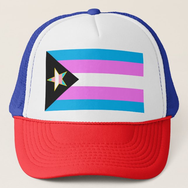 Trans Pride Flag Star Trucker Hat (Front)