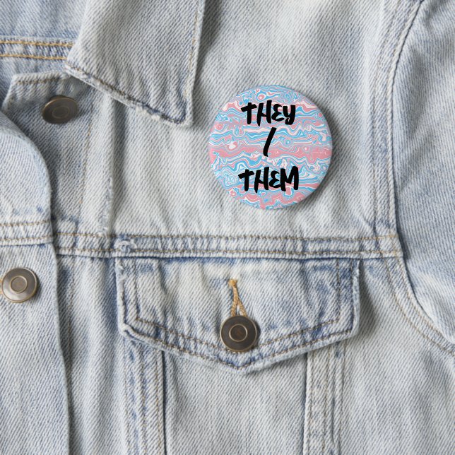 Trans Pride Flag Trippy Boho Groovy Wavy Stripes 6 Cm Round Badge (In Situ)
