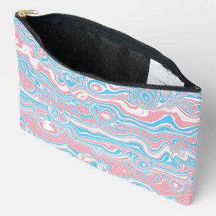 Trans Pride Flag Trippy Boho Groovy Wavy Stripes Accessory Pouch
