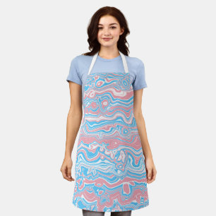 Trans Pride Flag Trippy Boho Groovy Wavy Stripes Apron