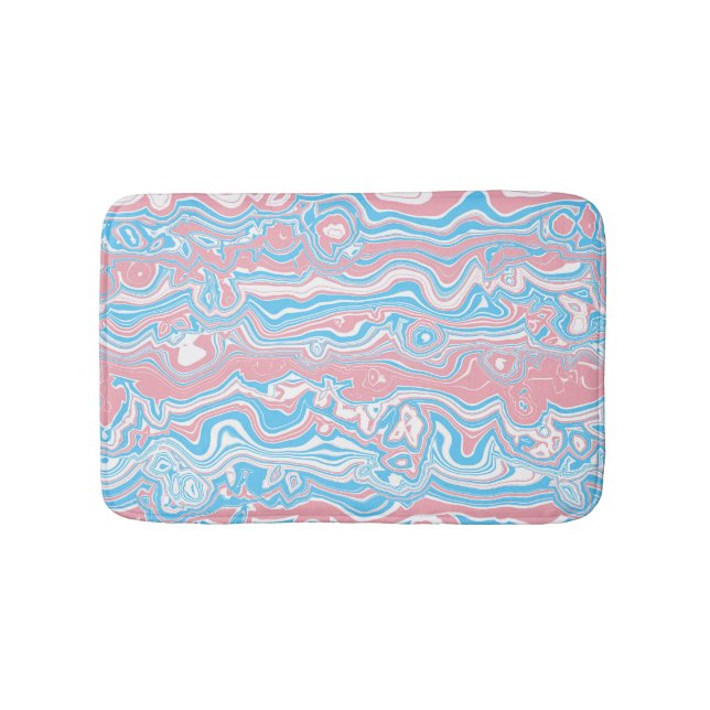 Trans Pride Flag Trippy Boho Groovy Wavy Stripes Bath Mat (Front)