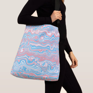 Trans Pride Flag Trippy Boho Groovy Wavy Stripes Crossbody Bag
