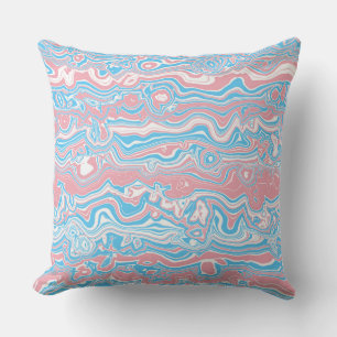 Trans Pride Flag Trippy Boho Groovy Wavy Stripes Cushion
