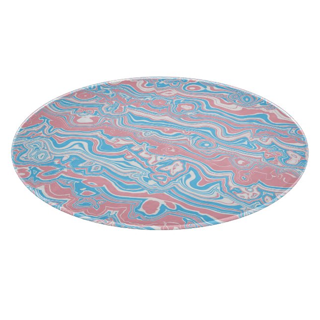 Trans Pride Flag Trippy Boho Groovy Wavy Stripes Cutting Board (Corner)
