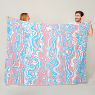 Trans Pride Flag Trippy Boho Groovy Wavy Stripes Fleece Blanket