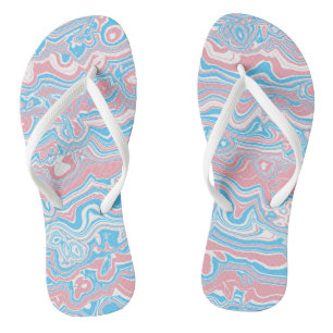 Trans Pride Flag Trippy Boho Groovy Wavy Stripes Jandals