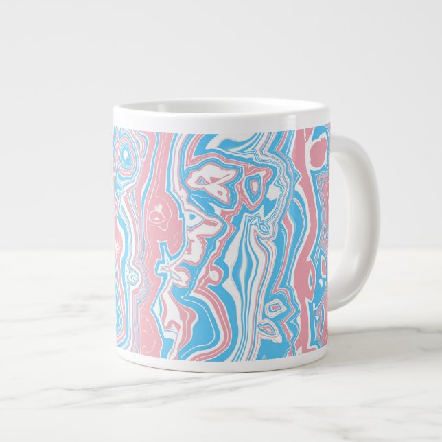 Trans Pride Flag Trippy Boho Groovy Wavy Stripes Large Coffee Mug (Front Right)