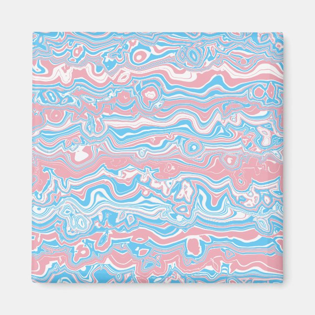 Trans Pride Flag Trippy Boho Groovy Wavy Stripes Magnet (Front)