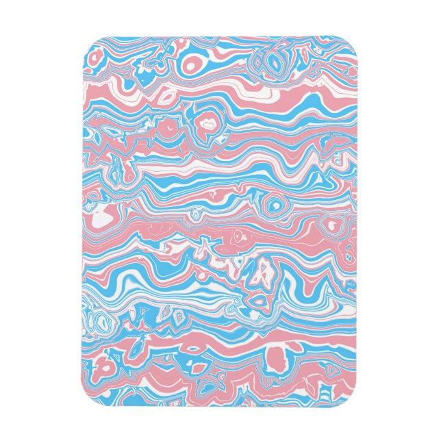 Trans Pride Flag Trippy Boho Groovy Wavy Stripes Magnet (Vertical)
