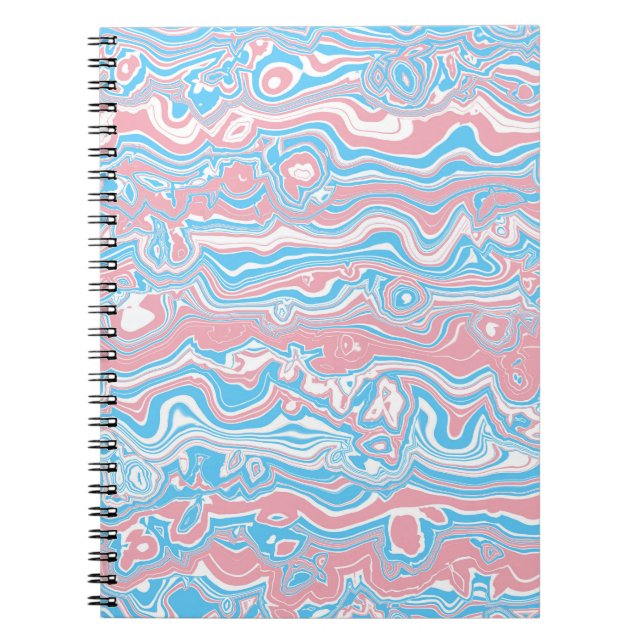 Trans Pride Flag Trippy Boho Groovy Wavy Stripes Notebook (Front)