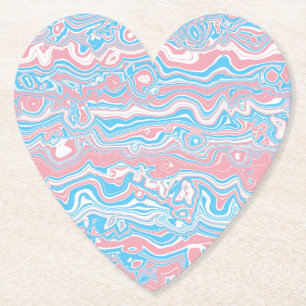 Trans Pride Flag Trippy Boho Groovy Wavy Stripes Paper Coaster