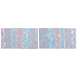 Trans Pride Flag Trippy Boho Groovy Wavy Stripes Pillowcase