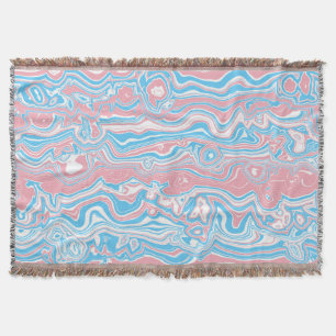Trans Pride Flag Trippy Boho Groovy Wavy Stripes Throw Blanket