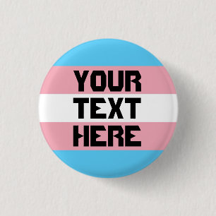 Trans pride flag with text 3 cm round badge