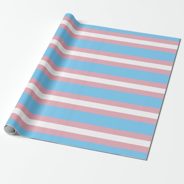 Trans Pride Flag Wrapping Paper (Unrolled)