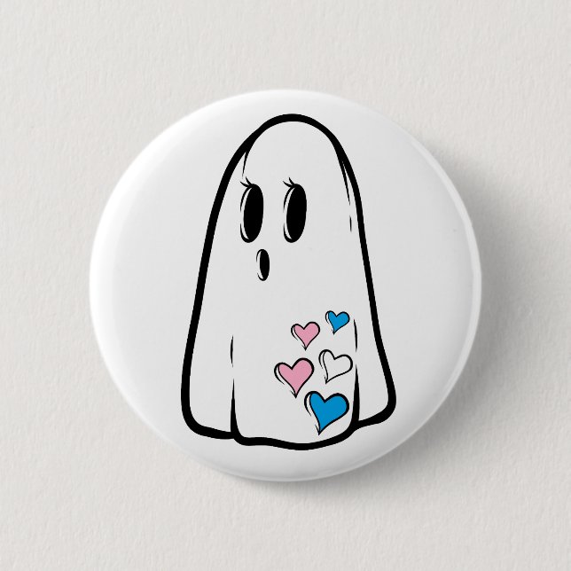 Trans Pride Ghost 6 Cm Round Badge (Front)