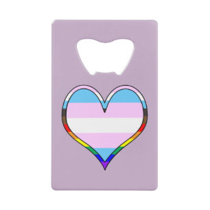 Trans Pride Heart Credit Card Bottle Opener
