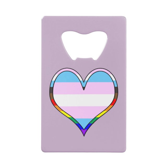 Trans Pride Heart Credit Card Bottle Opener (Front)