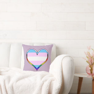 Trans Pride Heart Throw Pillow