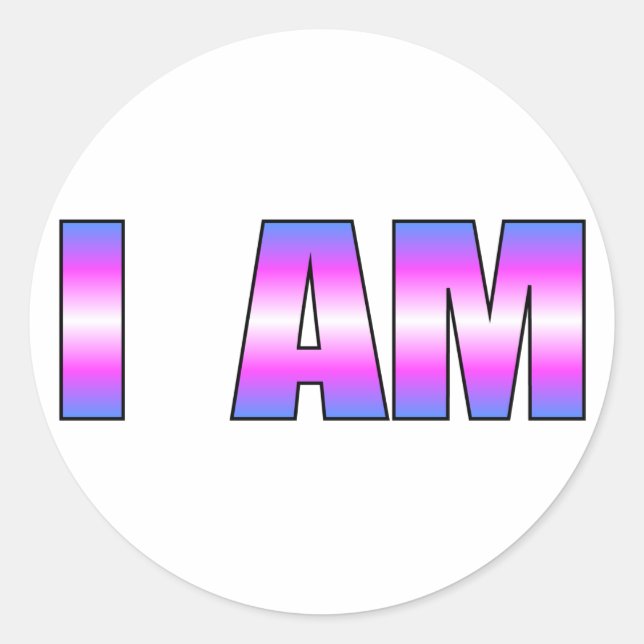 Trans Pride I AM White Background Classic Round Sticker (Front)