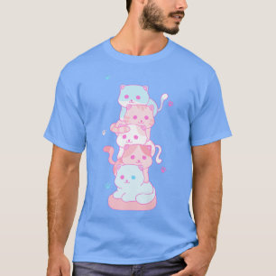 Trans Pride LGBT Kawaii Cute Cat Pile Transgender  T-Shirt